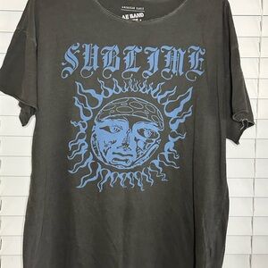 American Eagle Outfitters Charcoal Tee with Blue Graphic